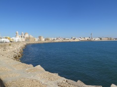 View of Cádiz from the sea side promenade