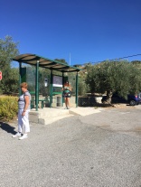 Bus stop outside the Camping Alto Viñuelas de Granada in Beas de Granada